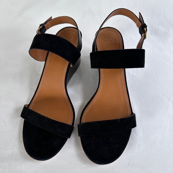 Brand New Tory Burch Mini Benton Sandal Wedge Sandals w/ Backstrap Size 40 Black - Picture 2 of 9